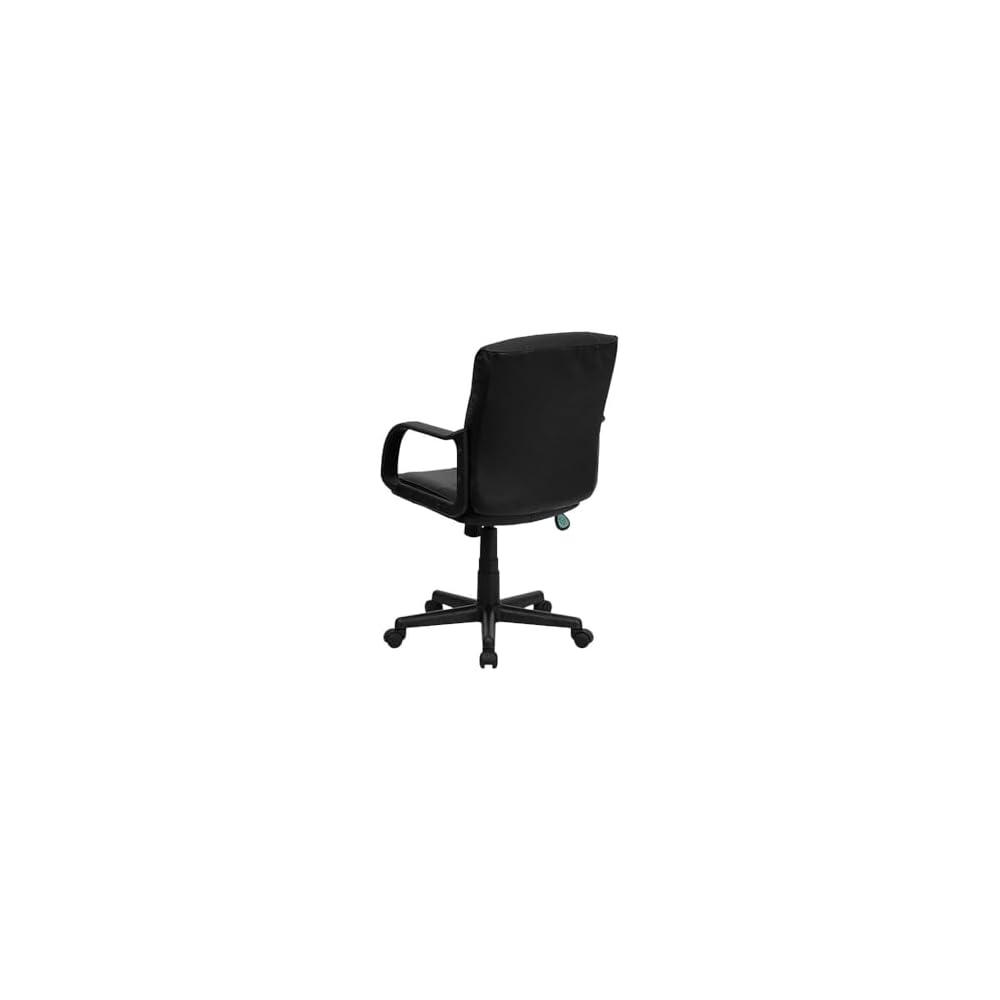 Scranton & Co Contemporary Mid-Back Office Chair, Faux Leather Upholstery, Black Finish, Adjustable Swivel Seat with Arms, Heavy Duty Nylon Base, Tilt Mechanism, Dual Wheel Casters,