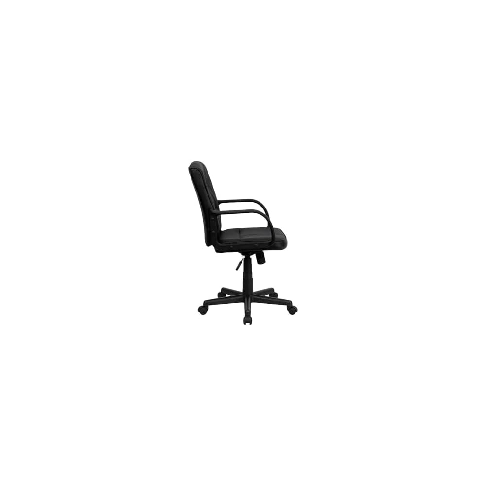 Scranton & Co Contemporary Mid-Back Office Chair, Faux Leather Upholstery, Black Finish, Adjustable Swivel Seat with Arms, Heavy Duty Nylon Base, Tilt Mechanism, Dual Wheel Casters,