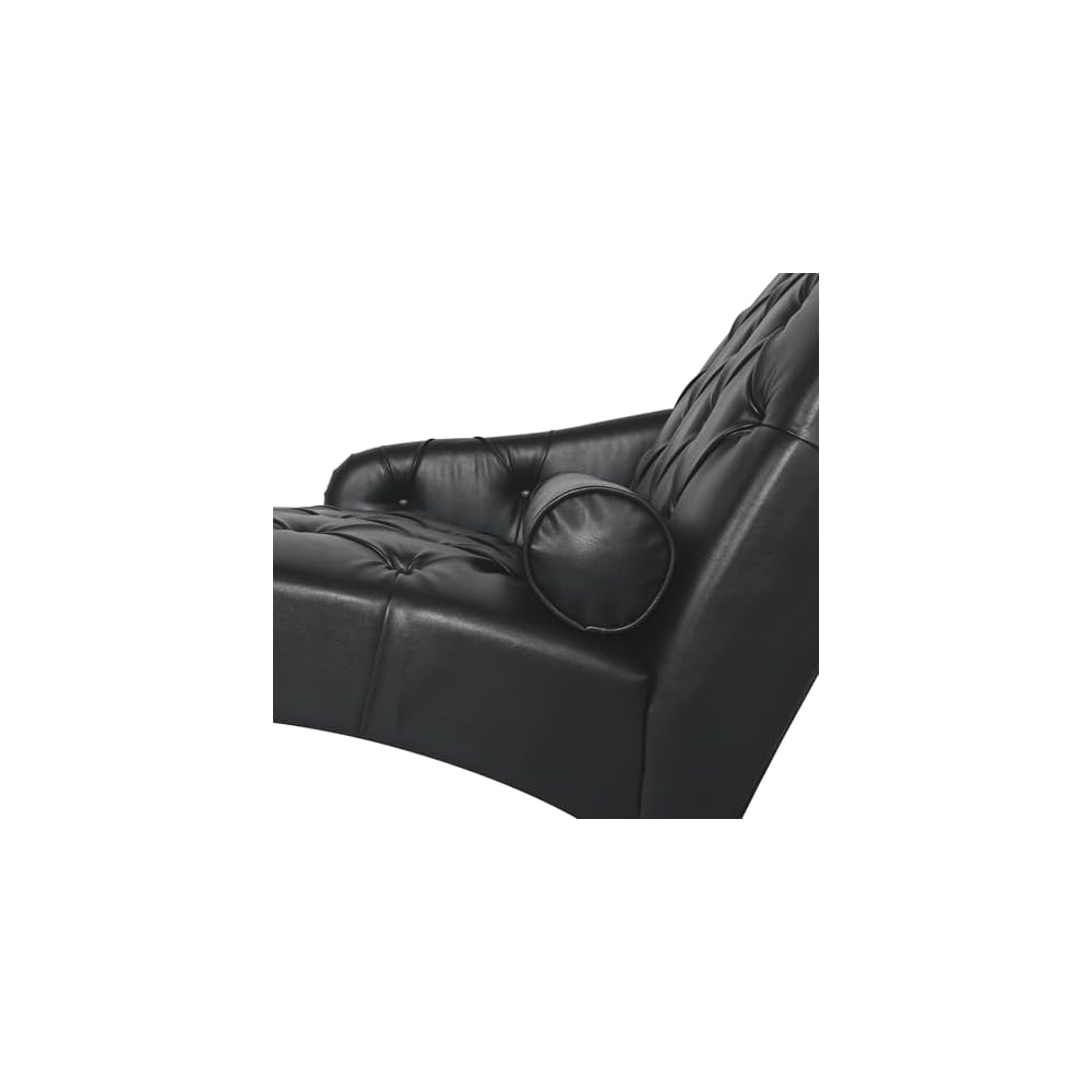 Chaise Lounger Arm Chair - PU Leather Tufted Back for Living Room & Bedroom, Elegant Indoor Seating Solution