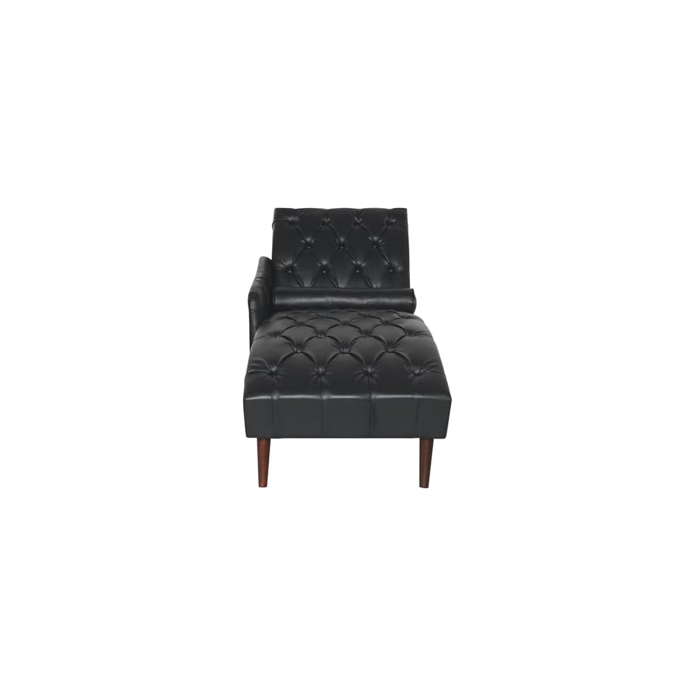 Chaise Lounger Arm Chair - PU Leather Tufted Back for Living Room & Bedroom, Elegant Indoor Seating Solution