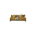 BOWERY HILL Traditional Velvet Upholstered Sofa, Gold Finish, Premium Velvet Fabric, Solid Wood Frame, 91" W x 40" D x 38" H, Includes Accent Pillows, Nailhead Trim, Comfortable Living Room Seating