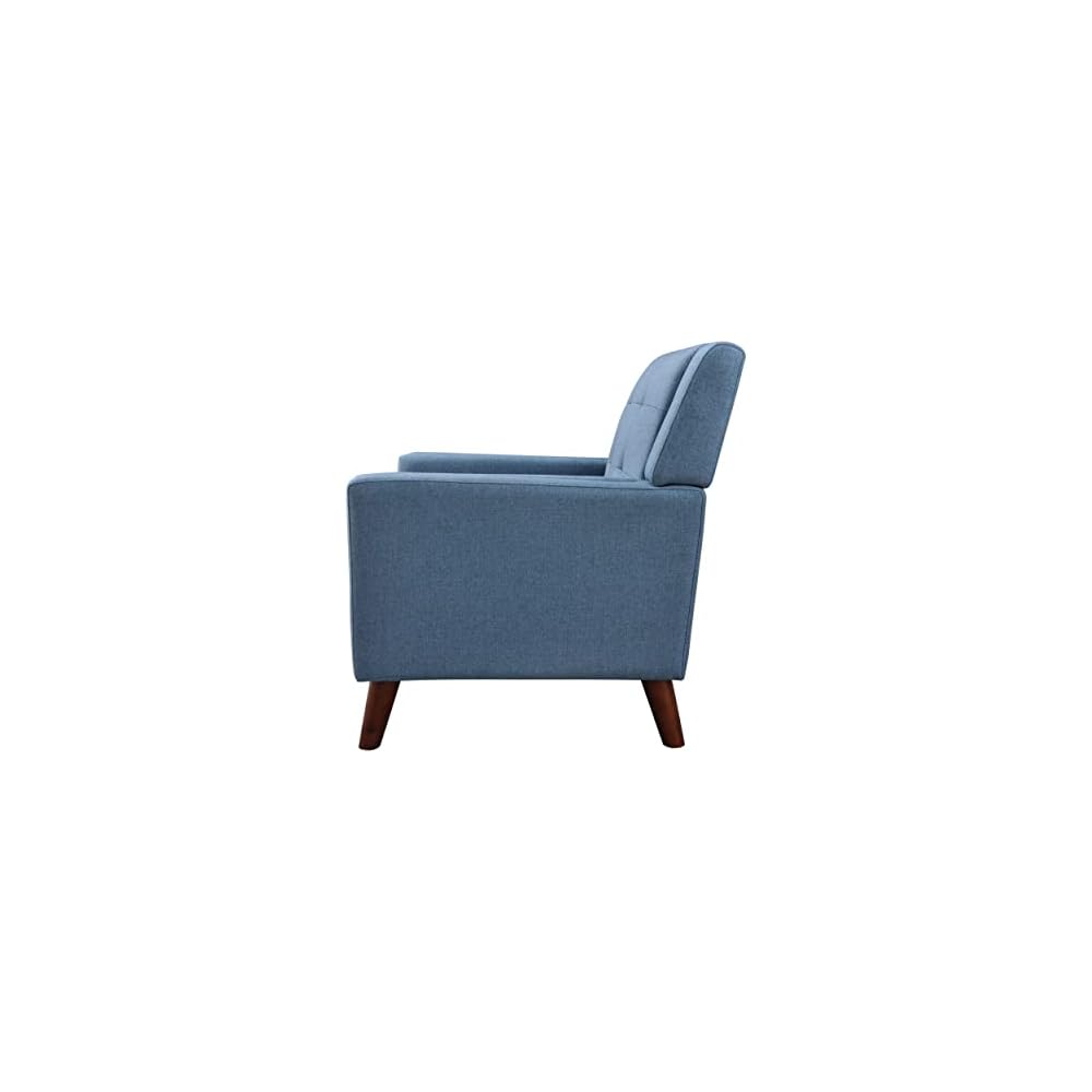 Christopher Knight Home Alisa Mid Century Modern Fabric Arm Chair, Blue and Walnut