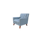 Christopher Knight Home Alisa Mid Century Modern Fabric Arm Chair, Blue and Walnut