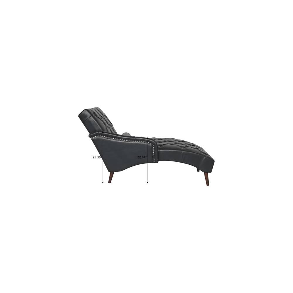 Chaise Lounger Arm Chair - PU Leather Tufted Back for Living Room & Bedroom, Elegant Indoor Seating Solution