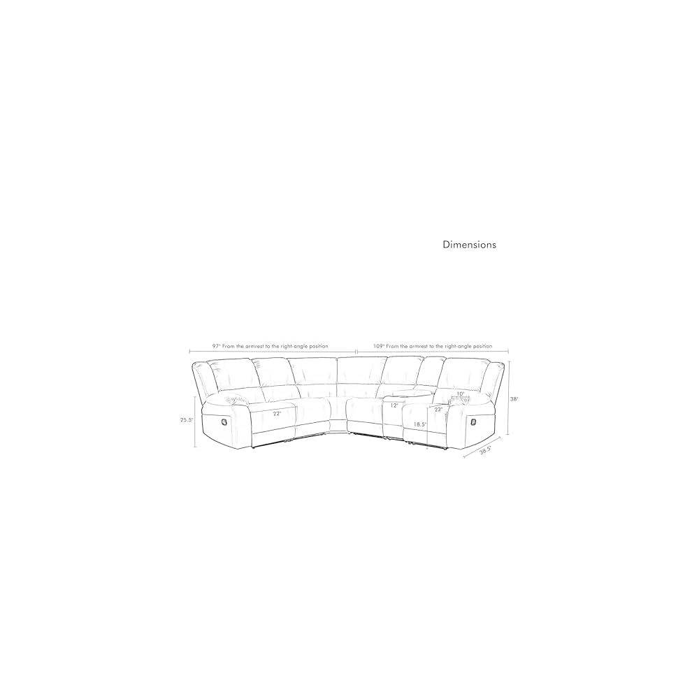 L-Shaped Manual Reclining Sectional Sofa for Living Room