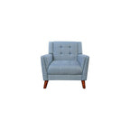 Christopher Knight Home Alisa Mid Century Modern Fabric Arm Chair, Blue and Walnut