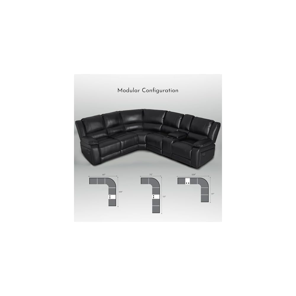 L-Shaped Manual Reclining Sectional Sofa for Living Room