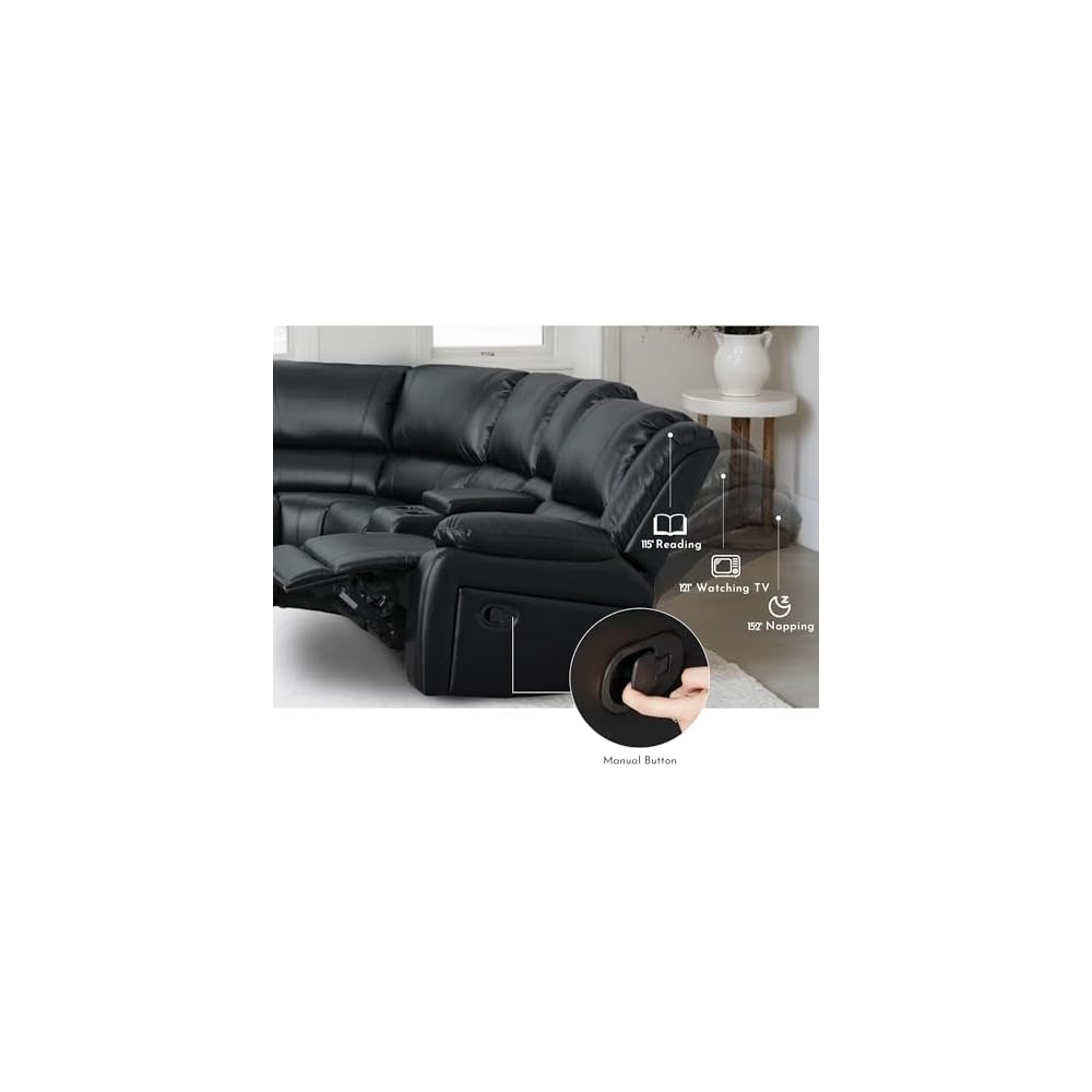 L-Shaped Manual Reclining Sectional Sofa for Living Room