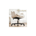 Beige Swivel Criss Cross Chair, Chenille Office Desk Chair w/ Flip-Up Arms