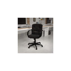 Scranton & Co Contemporary Mid-Back Office Chair, Faux Leather Upholstery, Black Finish, Adjustable Swivel Seat with Arms, Heavy Duty Nylon Base, Tilt Mechanism, Dual Wheel Casters,