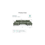 LINSY HOME Sectional Couch, 105'' W Corduroy U Shaped Sofa with Sleepable Armrests, 4 Seat Couch with Double Chaises, Deep Sofa for Living Room, Green