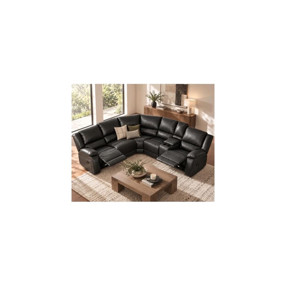 L-Shaped Manual Reclining Sectional Sofa for Living Room