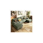 LINSY HOME Sectional Couch, 105'' W Corduroy U Shaped Sofa with Sleepable Armrests, 4 Seat Couch with Double Chaises, Deep Sofa for Living Room, Green
