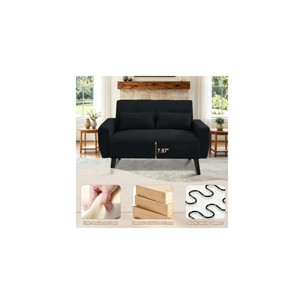 3 Pieces Sofa Set, L Shaped Sectional Couch and Loveseat Set with Ottoman
