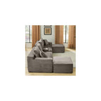 U-Shaped Cloud Sectional Couch, Symmetrical Modular Compressed Boneless Sectional Sofa with Chaise Lounges and Console, Plush Corduroy Boneless Corner Sofa for Living Room