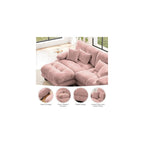 Cloud Couch, 133.8“ Sectional Couches for Living Room, Oversize Deep Seat U Shaped Couch Chenille Fluffy 3 Seats Sofa with 2 Ottomans, Pink