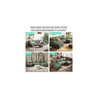 LINSY HOME Sectional Couch, 105'' W Corduroy U Shaped Sofa with Sleepable Armrests, 4 Seat Couch with Double Chaises, Deep Sofa for Living Room, Green