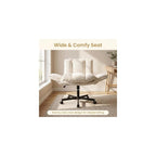 Beige Swivel Criss Cross Chair, Chenille Office Desk Chair w/ Flip-Up Arms