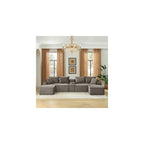 U-Shaped Cloud Sectional Couch, Symmetrical Modular Compressed Boneless Sectional Sofa with Chaise Lounges and Console, Plush Corduroy Boneless Corner Sofa for Living Room