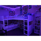 Flieks Triple Bed Twin-Over-Twin-Over-Twin Bed L Shaped Bunk Bed with 2 Drawers and 2 Ladders, No Box Spring Needed