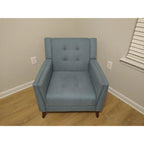 Christopher Knight Home Alisa Mid Century Modern Fabric Arm Chair, Blue and Walnut