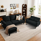 3 Pieces Sofa Set, L Shaped Sectional Couch and Loveseat Set with Ottoman