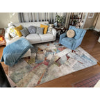 Christopher Knight Home Alisa Mid Century Modern Fabric Arm Chair, Blue and Walnut