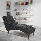 Chaise Lounger Arm Chair - PU Leather Tufted Back for Living Room & Bedroom, Elegant Indoor Seating Solution