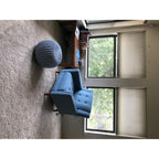 Christopher Knight Home Alisa Mid Century Modern Fabric Arm Chair, Blue and Walnut