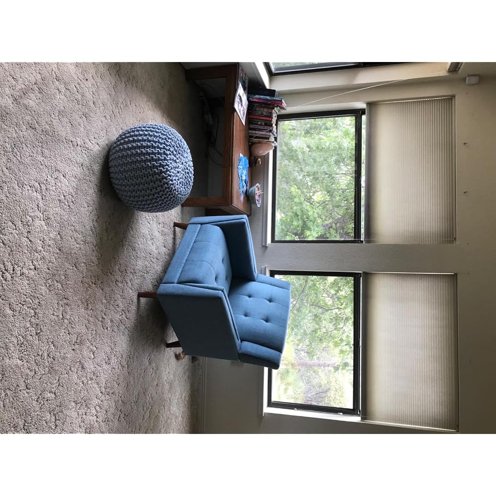 Christopher Knight Home Alisa Mid Century Modern Fabric Arm Chair, Blue and Walnut