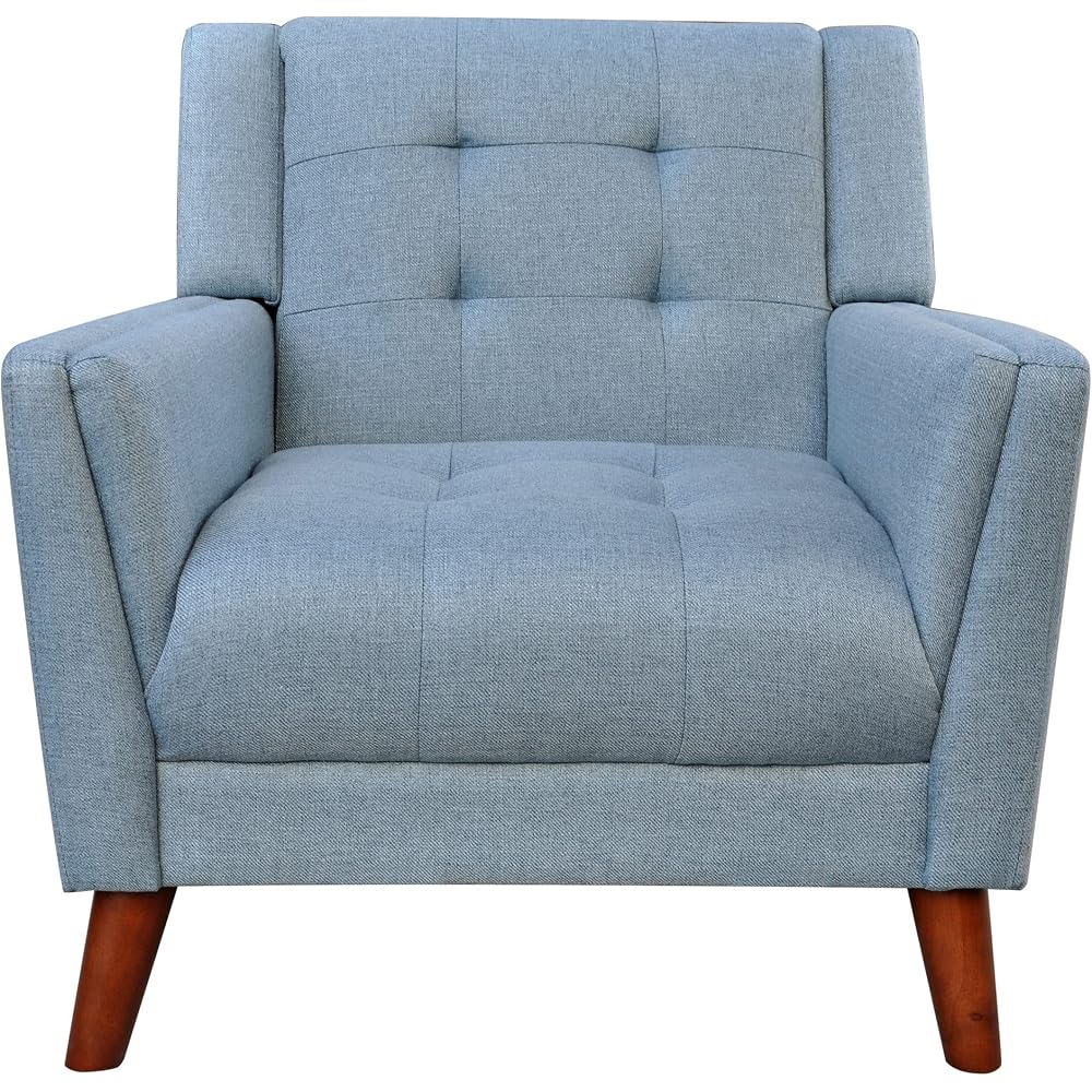 Christopher Knight Home Alisa Mid Century Modern Fabric Arm Chair, Blue and Walnut